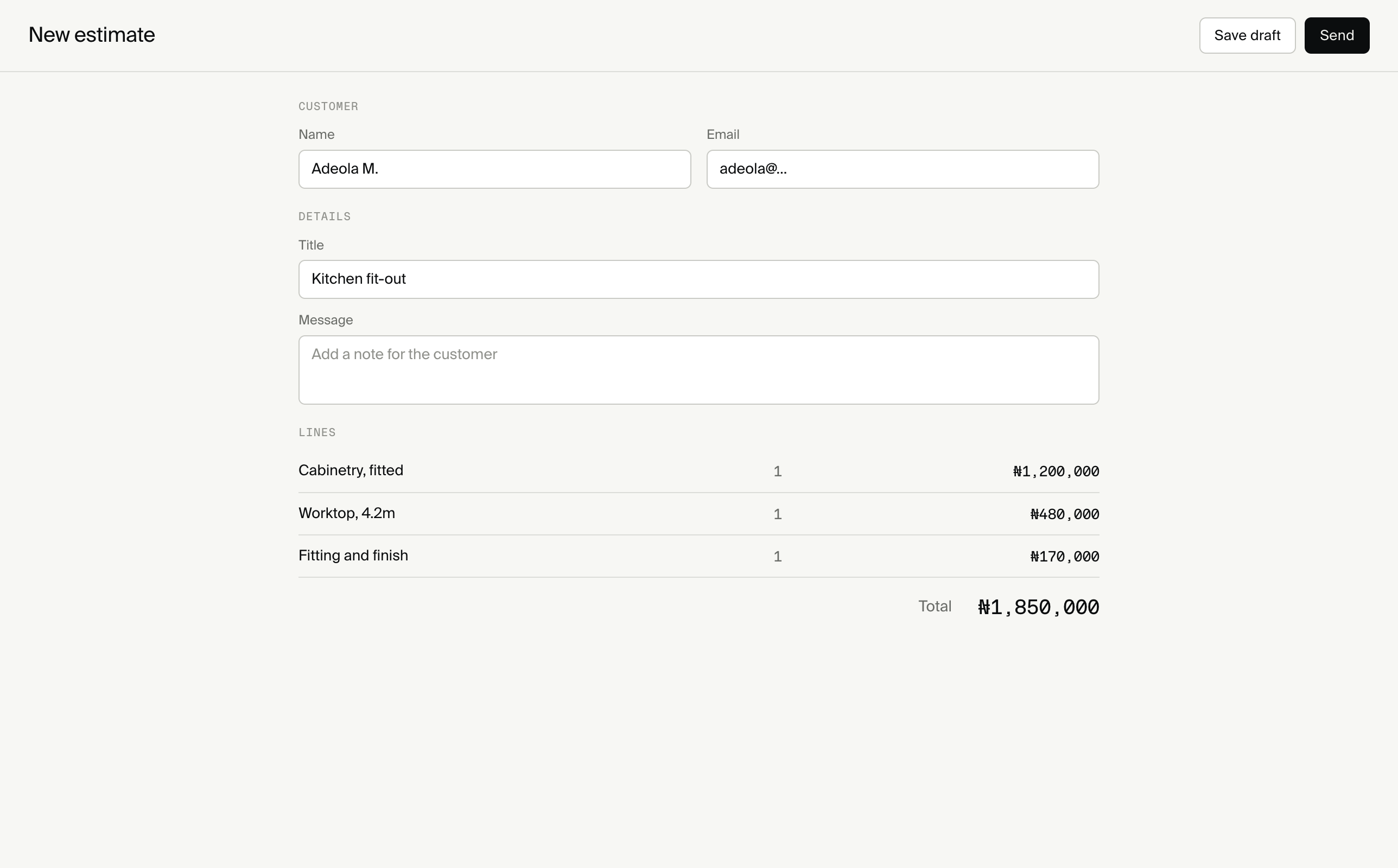 A merchant document interface
